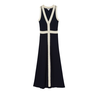 REISS Lou Craft-Stitch Knitted Midi Dress